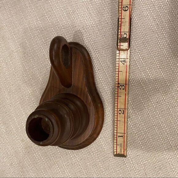 Vintage Wood Candle Holder with Finger Loop Rustic Primitive Farmhouse Decor - Picture 9 of 12
